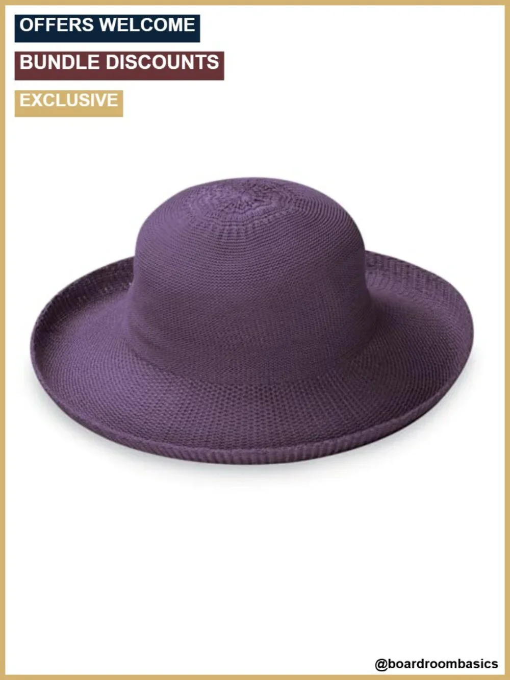 Women's Wide Brim Sun Hat UPF 50+ Packable Poly-Straw Adjustable